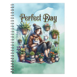 Cuaderno Día perfecto | Lectura Chica con gatos y plantas