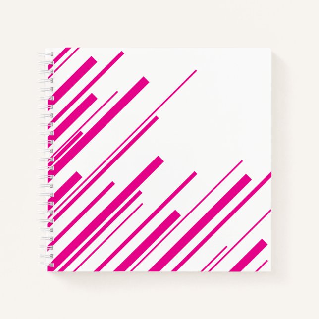 Cuaderno Diagonales en magenta y blanco (Anverso)