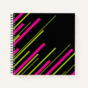 Cuaderno Diagonarios en verde limón, rosa caliente y negro