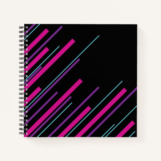 Cuaderno Diagonarios - rosa, púrpura, azul y negro (Anverso)
