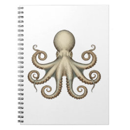Cuaderno Diagrama científico de pulpo arte único retro