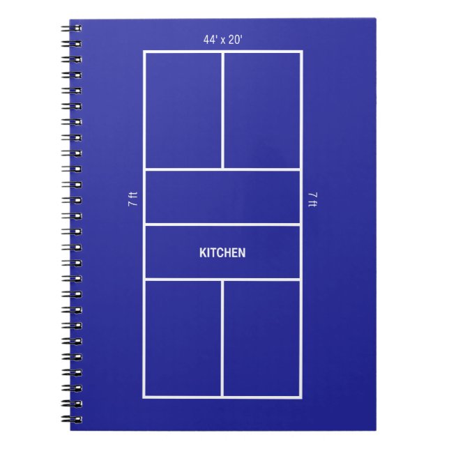 Cuaderno Diagrama de cancha de pickleball de cocina (Frente)