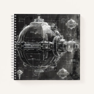 Cuaderno Diagrama Negro de Estación Espacial
