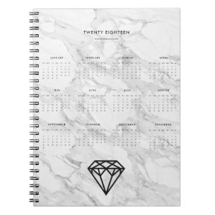 Cuaderno Diamante de 2018 calendarios con mármol