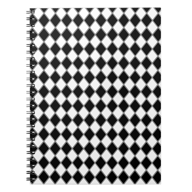 Cuaderno Diamante negro y blanco con patrón Argyle (Frente)