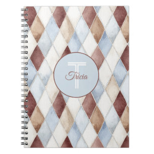 Cuaderno Diamantes Azules Bonitos Crema Marrón Claro Marrón