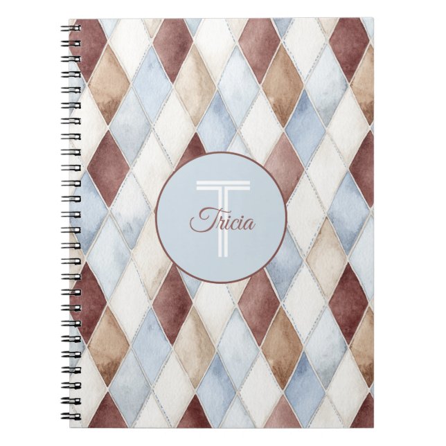 Cuaderno Diamantes Azules Bonitos Crema Marrón Claro Marrón (Frente)