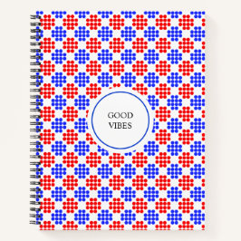 Cuaderno Diamantes azules rojos modernos con puntos en cuad