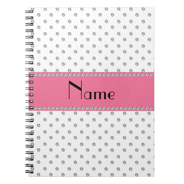 Cuaderno Diamantes blancos conocidos personalizados (Frente)