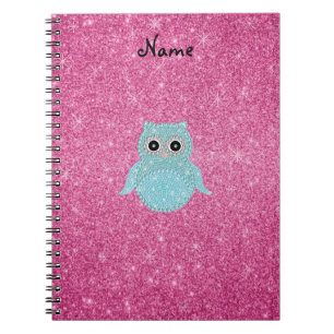 Cuaderno Diamantes bling personalizados del búho del nombr