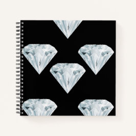 Cuaderno diamantes brillantes plateados en negro