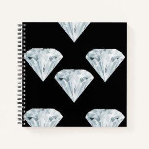 Cuaderno diamantes brillantes plateados en negro