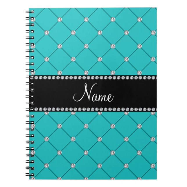 Cuaderno Diamantes conocidos personalizados de la turquesa (Frente)