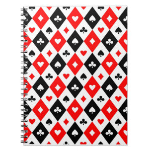 Cuaderno Diamantes Corazones Spades Clubs Jugando Patrón De