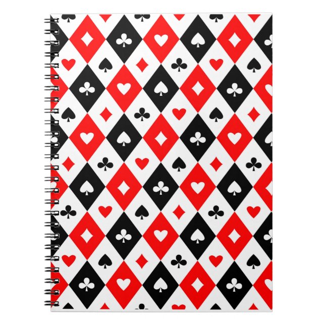 Cuaderno Diamantes Corazones Spades Clubs Jugando Patrón De (Frente)