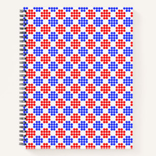 Cuaderno Diamantes de color rojo azul moderno con puntos en