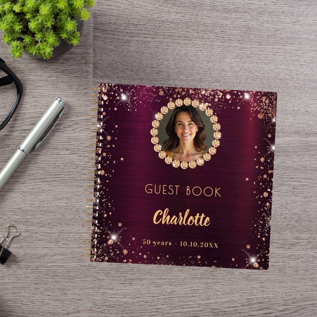 Cuaderno diamantes de fotos de burgundy de cumpleaños del l (Subido por el creador)