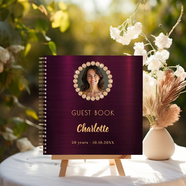 Cuaderno diamantes de fotos de burgundy de cumpleaños del l (Subido por el creador)
