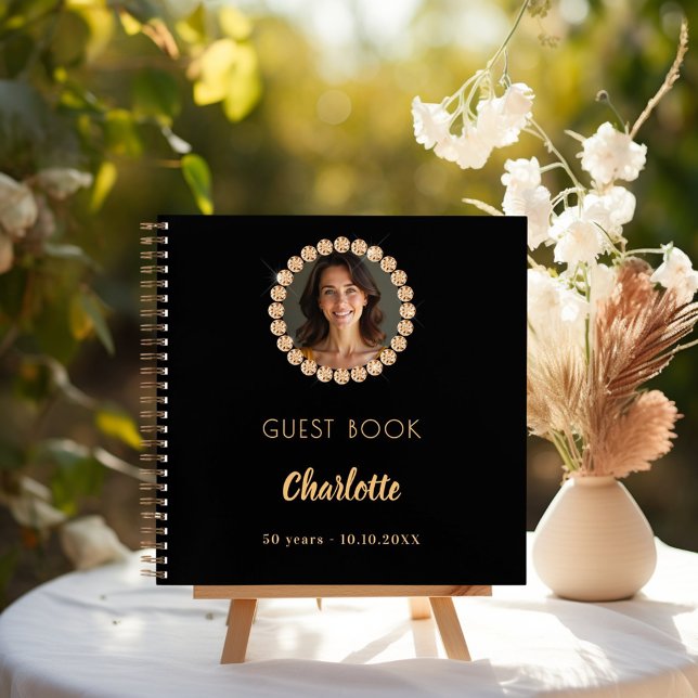 Cuaderno diamantes de fotos de oro negro de cumpleaños (Subido por el creador)