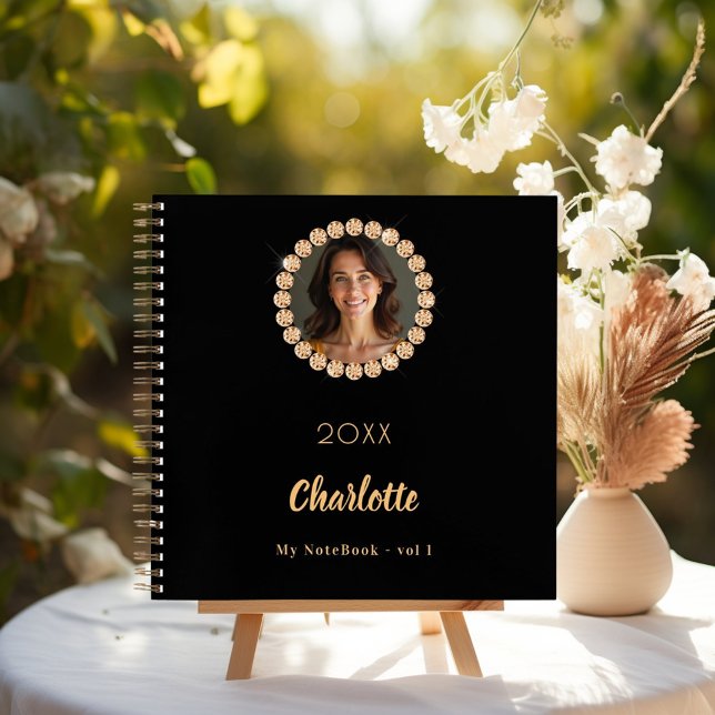 Cuaderno diamantes de fotos en oro negro (Subido por el creador)