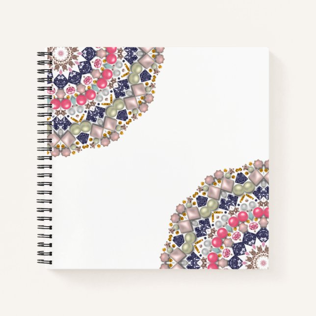 Cuaderno Diamantes de imitación, secuelas, confetti (Anverso)