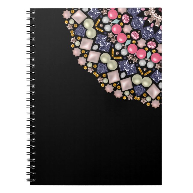 Cuaderno Diamantes de imitación, secuelas, confetti (Frente)