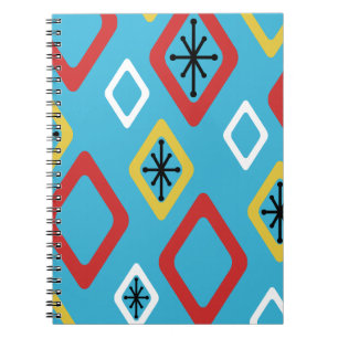 Cuaderno Diamantes de mediados de siglo Rojo Azul Amarillo