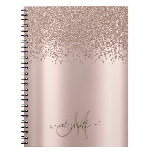 Cuaderno Diamantes de Monograma de Oro Rosa (Frente)