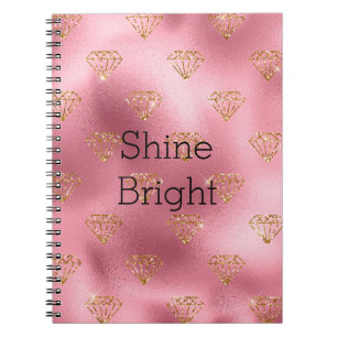 Cuaderno Diamantes de oro de glam rosado