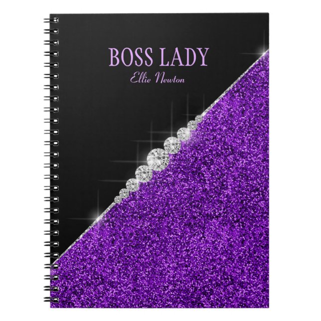 Cuaderno Diamantes de plata morado Purpurina (Frente)