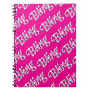 Cuaderno Diamantes falsos en el diseño de Bling rosa calie