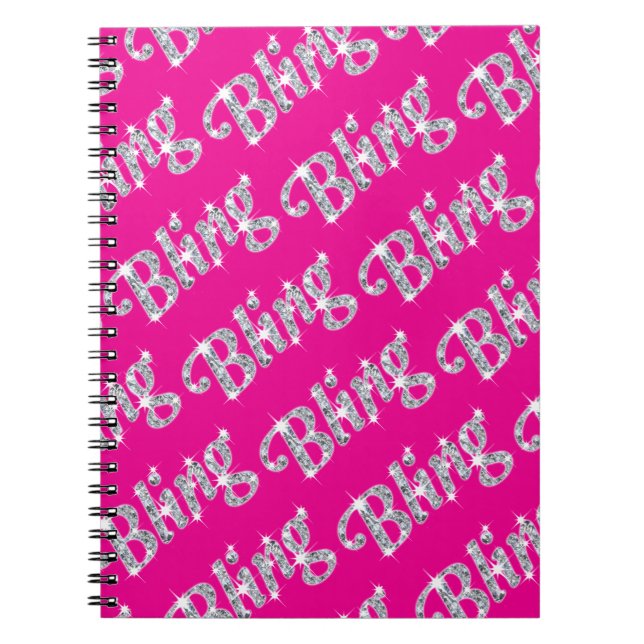 Cuaderno Diamantes falsos en el diseño de Bling rosa calien (Frente)