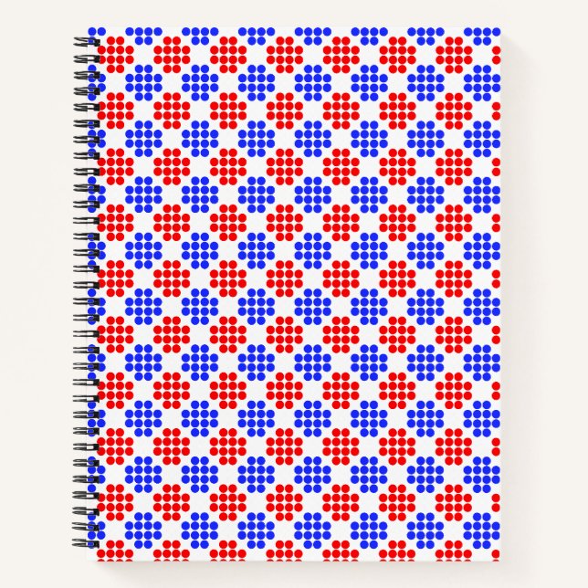 Cuaderno Diamantes Modernos de Puntos Azules y Rojos sobre  (Anverso)