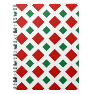 Cuaderno Diamantes rojos y verdes sobre blanco