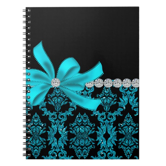 Cuaderno Diamond Damask (Purpurina Verde azulado) (Frente)