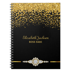 Cuaderno Diamond Luxe, Purpurina de oro negro