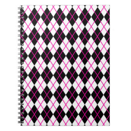 Cuaderno Diamond Shape Argyle Print Black and Pink
