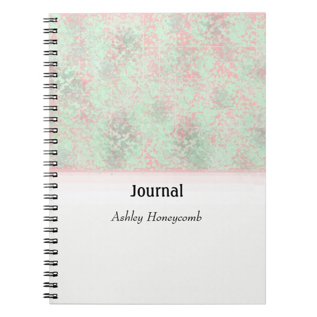 Cuaderno Diario abstracto con salpicaduras rosadas y verdes (Frente)