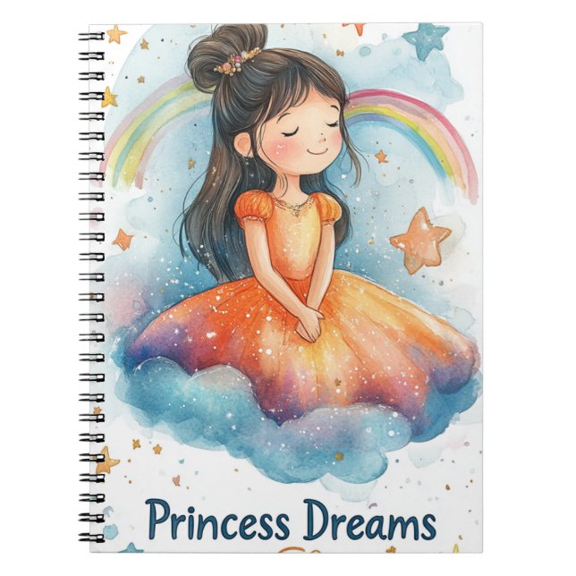 Cuaderno Diario acuarela de sueños de princesa - mágico (Frente)