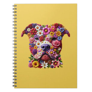Cuaderno Diario Amante de Perros Cara de Flor de Pitbull