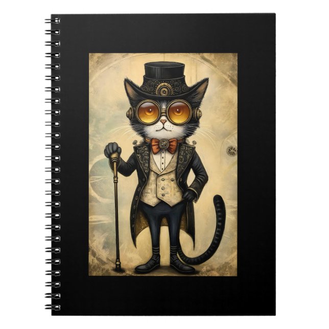 Cuaderno Diario Antropomórfico Steampunk Cat R1 (Frente)