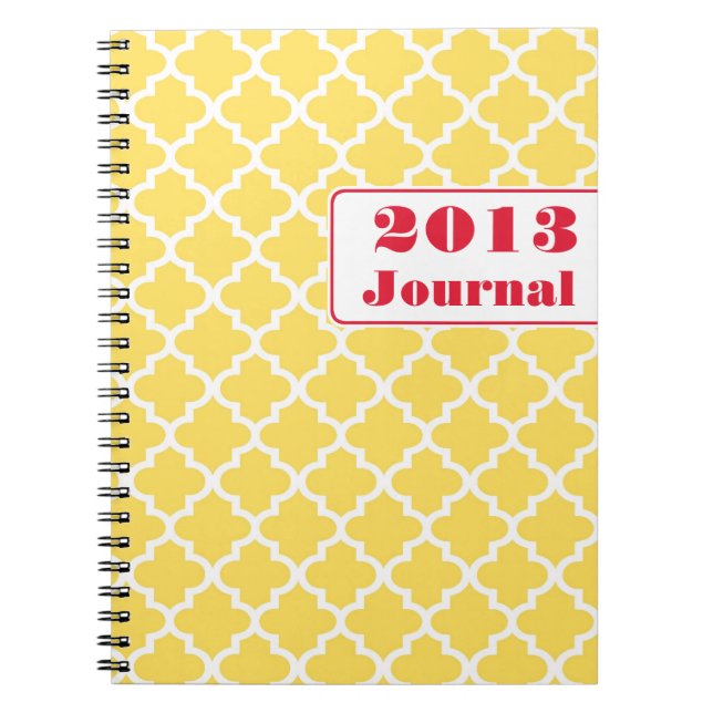 Cuaderno Diario anual de moda de baldosas marroquíes rojas  (Frente)