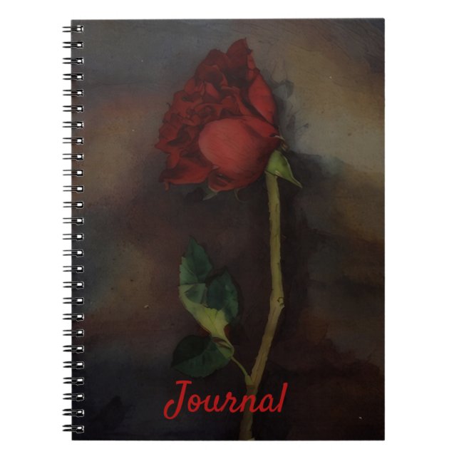 Cuaderno Diario Artístico de Estilo Gótico Rosa Rojo Oscuro (Frente)