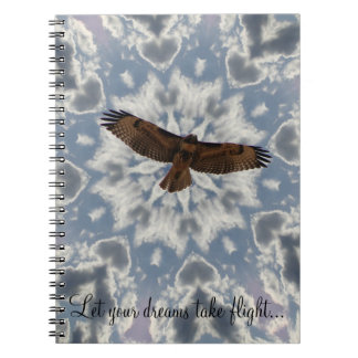 Cuaderno Diario atado rojo del sueño del halcón de la nube