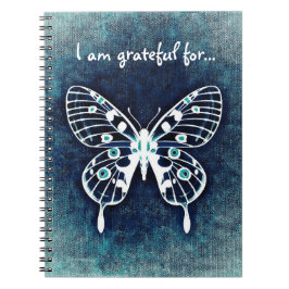 Cuaderno Diario azul de la gratitud de la mariposa
