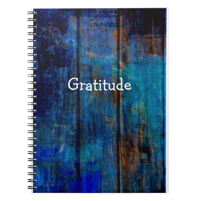 Cuaderno Diario azul de la gratitud del estilo rural (Frente)