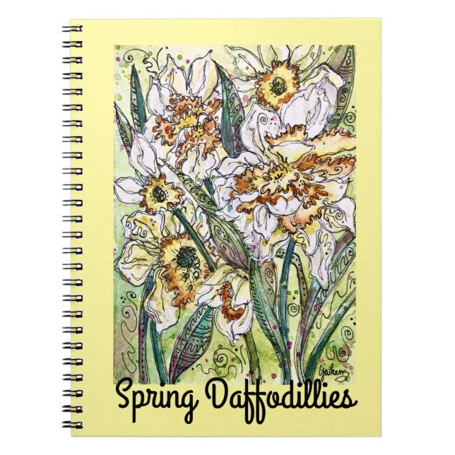 Cuaderno Diario/bloc de notas -"Daffodillis de primavera" (Frente)