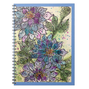Cuaderno Diario/bloc de notas - Flores de crisantemo púrpu