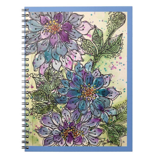 Cuaderno Diario/bloc de notas - Flores de crisantemo púrpur (Frente)