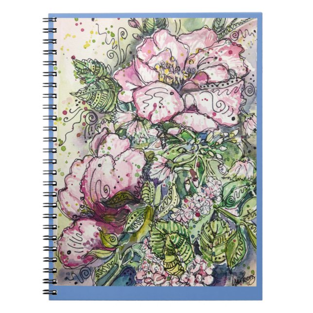 Cuaderno Diario/bloc de notas - "Peonies & Dogwood" (Frente)